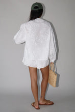 Load image into Gallery viewer, NEWEST ARRIVAL White Eyelet Oversized Button Down Shorts Set
