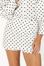 Load image into Gallery viewer, NEWEST ARRIVAL White/Black Polka Dot Puff Sleeve Mini Skort Set
