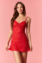 Load image into Gallery viewer, NEWEST ARRIVAL Red Polka Dot Twist Top Athletic Romper
