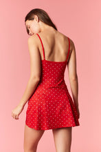 Load image into Gallery viewer, NEWEST ARRIVAL Red Polka Dot Twist Top Athletic Romper
