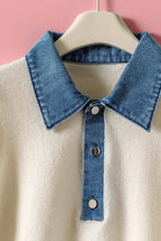 Load image into Gallery viewer, NEWEST ARRIVAL Cream Knit Denim Collar Top
