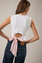 Load image into Gallery viewer, NEWEST ARRIVAL White Polka Dot Tie Back Sleeveless Sweater

