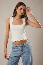 Load image into Gallery viewer, NEWEST ARRIVAL White Square Neck Scallop Top
