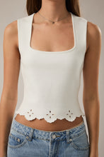 Load image into Gallery viewer, NEWEST ARRIVAL White Square Neck Scallop Top
