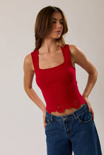 Load image into Gallery viewer, NEWEST ARRIVAL Red Square Neck Scallop Top
