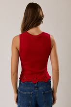Load image into Gallery viewer, NEWEST ARRIVAL Red Square Neck Scallop Top
