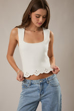Load image into Gallery viewer, NEWEST ARRIVAL White Square Neck Scallop Top
