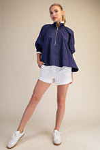 Load image into Gallery viewer, NEWEST ARRIVAL Navy/Blue Striped Mock Band Blouse
