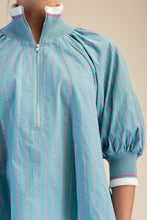 Load image into Gallery viewer, NEWEST ARRIVAL Mint Blue/Pink Striped Mock Band Blouse
