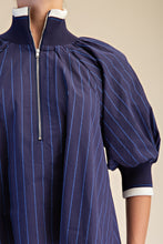 Load image into Gallery viewer, NEWEST ARRIVAL Navy/Blue Striped Mock Band Blouse
