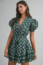 Load image into Gallery viewer, NEWEST ARRIVAL Hunter Green Floral Embroidered Tier Dress
