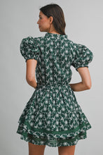 Load image into Gallery viewer, NEWEST ARRIVAL Hunter Green Floral Embroidered Tier Dress
