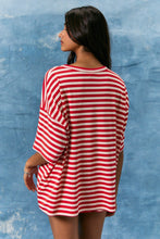 Load image into Gallery viewer, NEWEST ARRIVAL Red Striped Oversized T-Shirt Mini Skort Set
