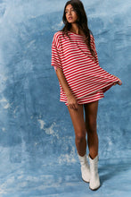 Load image into Gallery viewer, NEWEST ARRIVAL Red Striped Oversized T-Shirt Mini Skort Set
