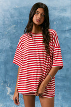 Load image into Gallery viewer, NEWEST ARRIVAL Red Striped Oversized T-Shirt Mini Skort Set
