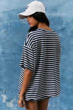 Load image into Gallery viewer, NEWEST ARRIVAL Navy Striped Oversized T-Shirt Mini Skort Set
