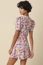 Load image into Gallery viewer, NEWEST ARRIVAL White Floral Puff Sleeve Button Front Dress
