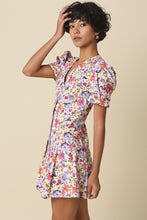 Load image into Gallery viewer, NEWEST ARRIVAL White Floral Puff Sleeve Button Front Dress

