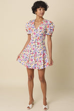 Load image into Gallery viewer, NEWEST ARRIVAL White Floral Puff Sleeve Button Front Dress
