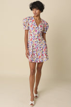 Load image into Gallery viewer, NEWEST ARRIVAL White Floral Puff Sleeve Button Front Dress
