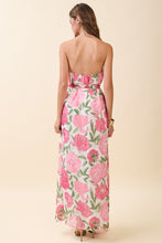 Load image into Gallery viewer, NEWEST ARRIVAL Pink Floral Strapless Scarf Midi Dress
