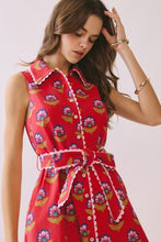 Load image into Gallery viewer, LAST ONE Berry Pink Scallop Trim Waist Tie Dress
