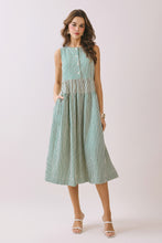 Load image into Gallery viewer, NEWEST ARRIVAL *PREORDER 4/1* Green Striped Smocked Midi Dress
