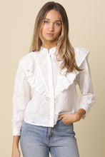 Load image into Gallery viewer, NEWEST ARRIVAL *PREORDER 2/13* White Eyelet Button Down Blouse
