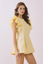 Load image into Gallery viewer, NEWEST ARRIVAL Pink or Yellow Ruffle Sleeve Romper
