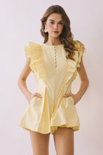 Load image into Gallery viewer, NEWEST ARRIVAL Pink or Yellow Ruffle Sleeve Romper
