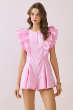 Load image into Gallery viewer, NEWEST ARRIVAL Pink or Yellow Ruffle Sleeve Romper
