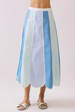 Load image into Gallery viewer, NEWEST ARRIVAL *PREORDER 3/25* Blue Scallop Midi Skirt Set
