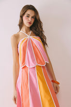 Load image into Gallery viewer, NEWEST ARRIVAL Orange/Pink Scallop Midi Skirt Set
