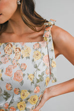 Load image into Gallery viewer, LAST ONE Dusty Blue Jacquard Floral Dress
