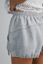 Load image into Gallery viewer, NEWEST ARRIVAL Gray French Terry Lettuce Trim Comfy Shorts
