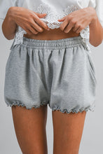 Load image into Gallery viewer, NEWEST ARRIVAL Gray French Terry Lettuce Trim Comfy Shorts
