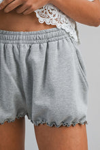 Load image into Gallery viewer, NEWEST ARRIVAL Gray French Terry Lettuce Trim Comfy Shorts
