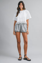 Load image into Gallery viewer, NEWEST ARRIVAL Gray French Terry Lettuce Trim Comfy Shorts
