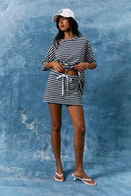 Load image into Gallery viewer, NEWEST ARRIVAL Navy Striped Oversized T-Shirt Mini Skort Set
