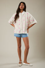 Load image into Gallery viewer, NEWEST ARRIVAL Ivory/Pink Polka Dot Short Sleeve Sweater Cardigan

