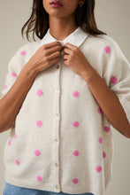 Load image into Gallery viewer, NEWEST ARRIVAL Ivory/Pink Polka Dot Short Sleeve Sweater Cardigan
