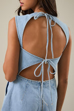 Load image into Gallery viewer, NEWEST ARRIVAL Light Denim Open Back Romper
