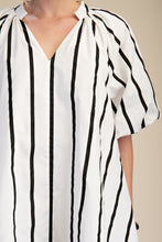 Load image into Gallery viewer, NEWEST ARRIVAL Black Striped Elbow Sleeve Shift Dress
