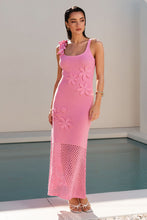 Load image into Gallery viewer, NEWEST ARRIVAL Pink 3D Floral Applique Knit Maxi Dress
