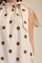 Load image into Gallery viewer, NEWEST ARRIVAL Cream Brown Polka Dot Halter Midi Dress
