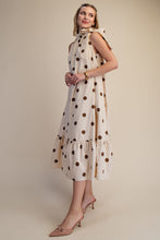 Load image into Gallery viewer, NEWEST ARRIVAL Cream Brown Polka Dot Halter Midi Dress
