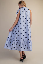 Load image into Gallery viewer, NEWEST ARRIVAL Navy Blue Polka Dot Halter Midi Dress
