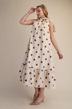 Load image into Gallery viewer, NEWEST ARRIVAL Cream Brown Polka Dot Halter Midi Dress
