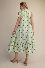 Load image into Gallery viewer, NEWEST ARRIVAL Sage Green Polka Dot Halter Midi Dress
