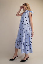 Load image into Gallery viewer, NEWEST ARRIVAL Navy Blue Polka Dot Halter Midi Dress
